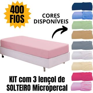 KIT 03 LENÇOL SOLTEIRO 400 FIOS AVULSO MICROPERCAL