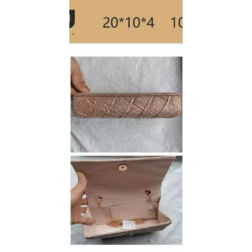 Detalhes do Bolsa Clutch Brilhante Carteira Moda Festa Alça Corrente Com Glitter