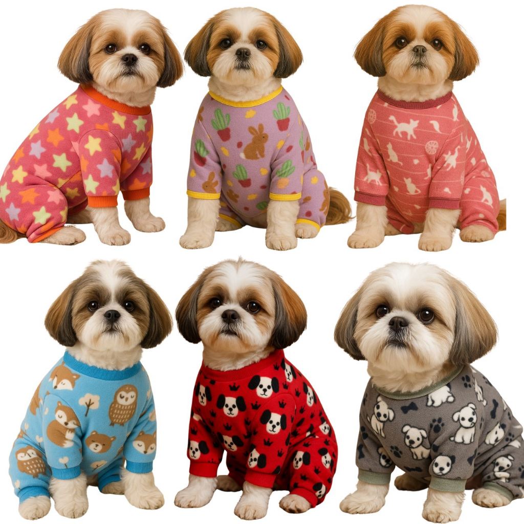 Macacão Soft Para Cachorros Roupinha Quente e confortável Cães Pijama Shitzu Maltes Vira L...