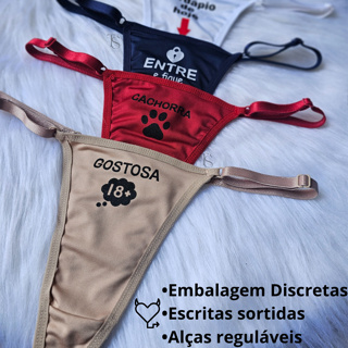 Kit 4 Calcinhas Sensuais Lateral Regulagem Com Escritas Fio Tanga Dizeres em Oferta na Shopee