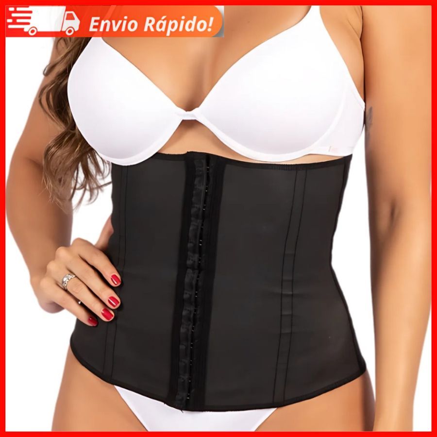 Cinta Modeladora Abdominal Modela Afina Cintura Feminina Emborrachada Esbelt 404 Preta