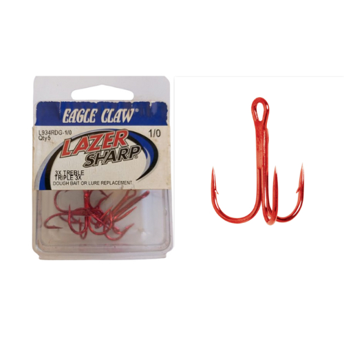 Garateia Eagle Claw Lazer Sharp L934RDG Red Triple 3x Anzol 03 Pontas Vermelha