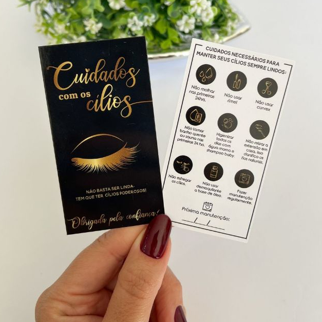 Cartão Tag Cuidado com Cilios e extensão de cilios para clientes 50un 100un 5x9 em Oferta na Shopee