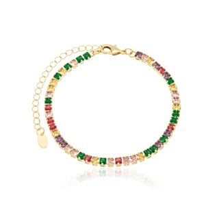 Tornozeleira Riviera Colorida Zircônia Ouro 18k Ou Prata 925 em Oferta na Shopee