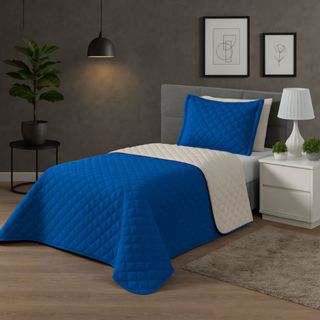 Kit Colcha Cobre Leito Matelado Realeza Dupla Face Solteiro 2 Peças em Oferta na Shopee