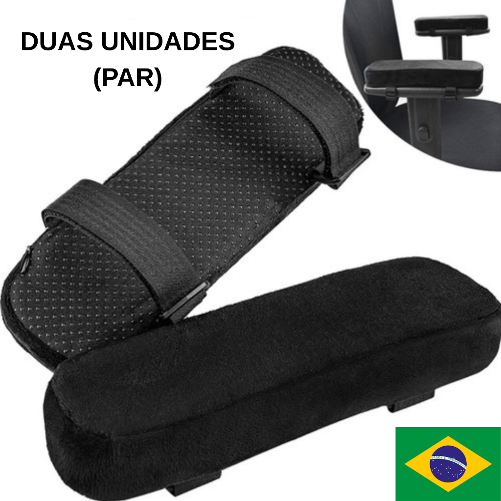 Imagem Par de Almofadas para Apoio de Braço Cadeira Escritório Gamer Antebraço Encosto Ergonômico