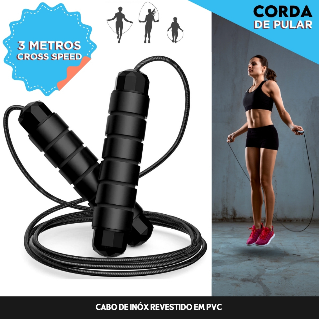 Corda de Pular Exercício – 3m com Pegada Ergonômica e Cabo Reforçado - MANIA