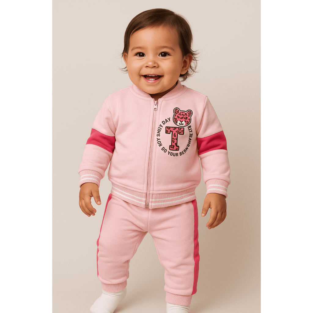Conjunto Moletom Infantil Bebê Menina Confortável Fofo Estampa Animal Print Inverno Frio Quentinho