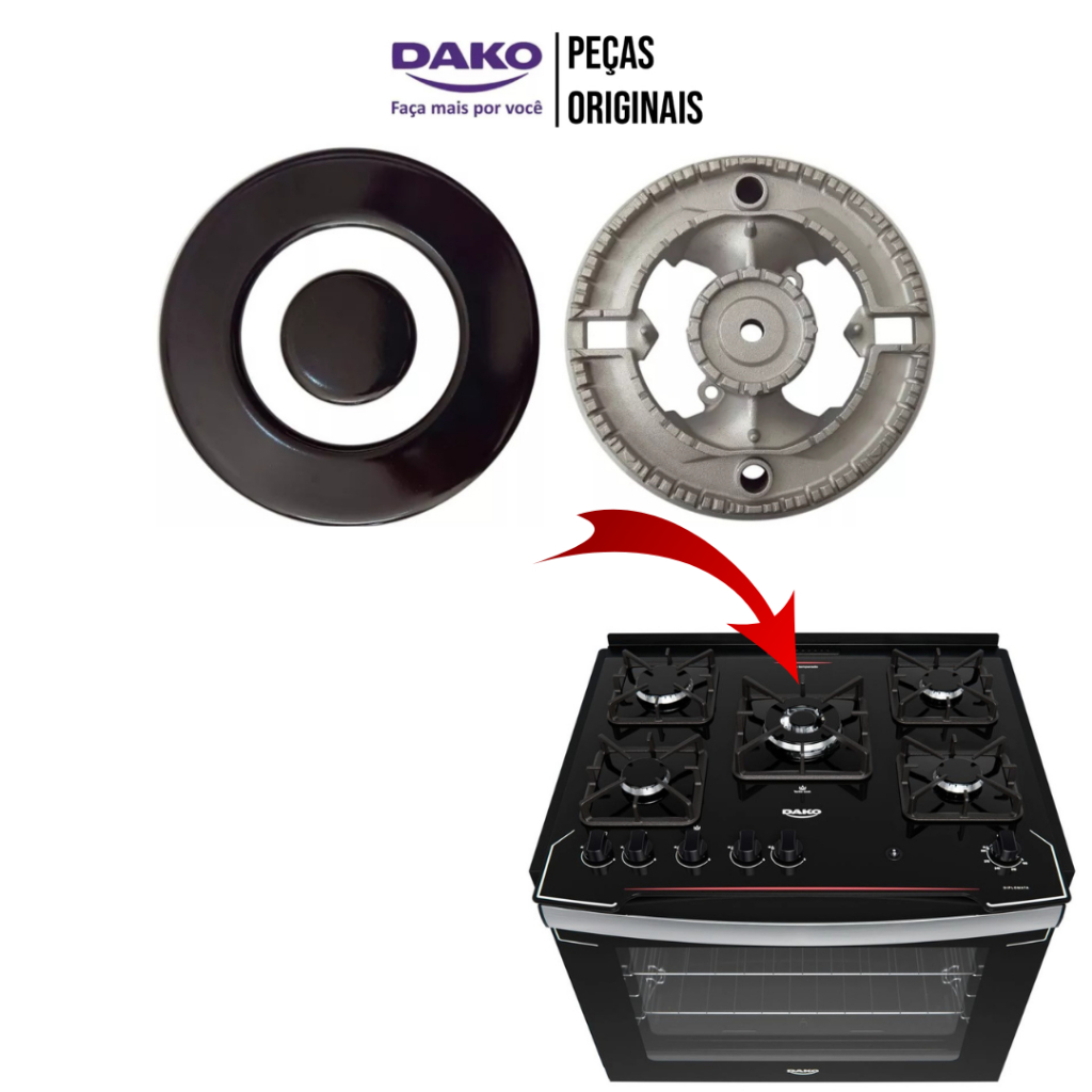 QUEIMADOR ESPALHADORES BOCA TRIPLA CHAMA CENTRAL ORIGINAL FOGÃO DAKO DIPLOMATA E COOKTOP ENVIO FULL