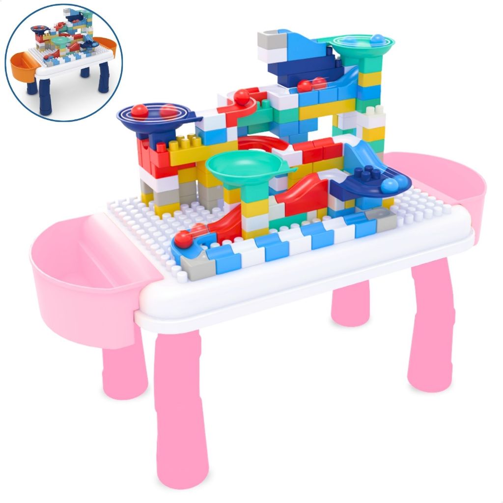 Mesa de Atividades Infantil Blocos de Montar Para Brincadeiras Interativas - Mom & Baby