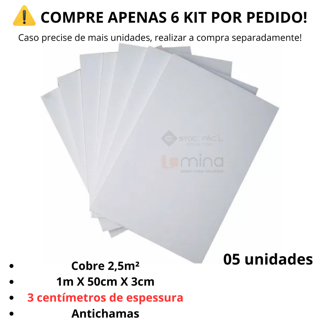Kit 05 Unidades Placas de Isopor Anti Chamas 3cm Isolante Térmico e Acustico em Oferta na Shopee