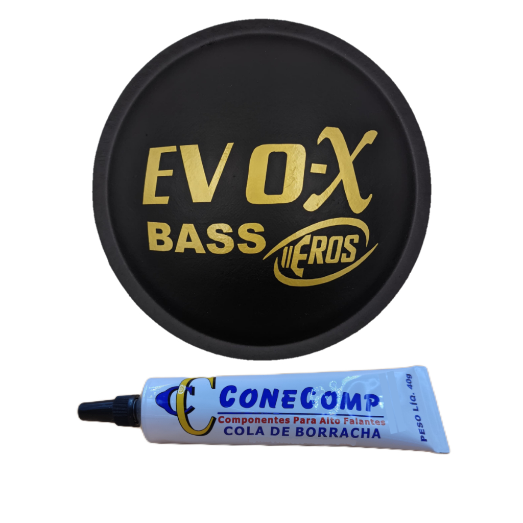 Protetor Calota Eros Evo-X Bass 135mm Adesivado Para Alto Falante + Cola Borracha Preta 40g