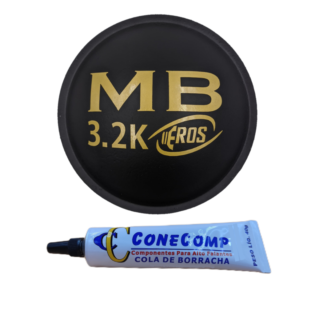 Protetor Calota Eros MB 3.2K 135mm Adesivado Para Alto Falante + Cola Borracha Preta 40g
