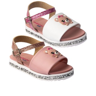 Sandália Molekinha Infantil Menina Ursinho Brilho 2724-116 em Oferta na Shopee