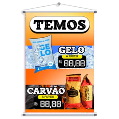 BANNER COMERCIAL PRONTO TEMOS GELO E CARVÃO ADEGA, (BAN 34)