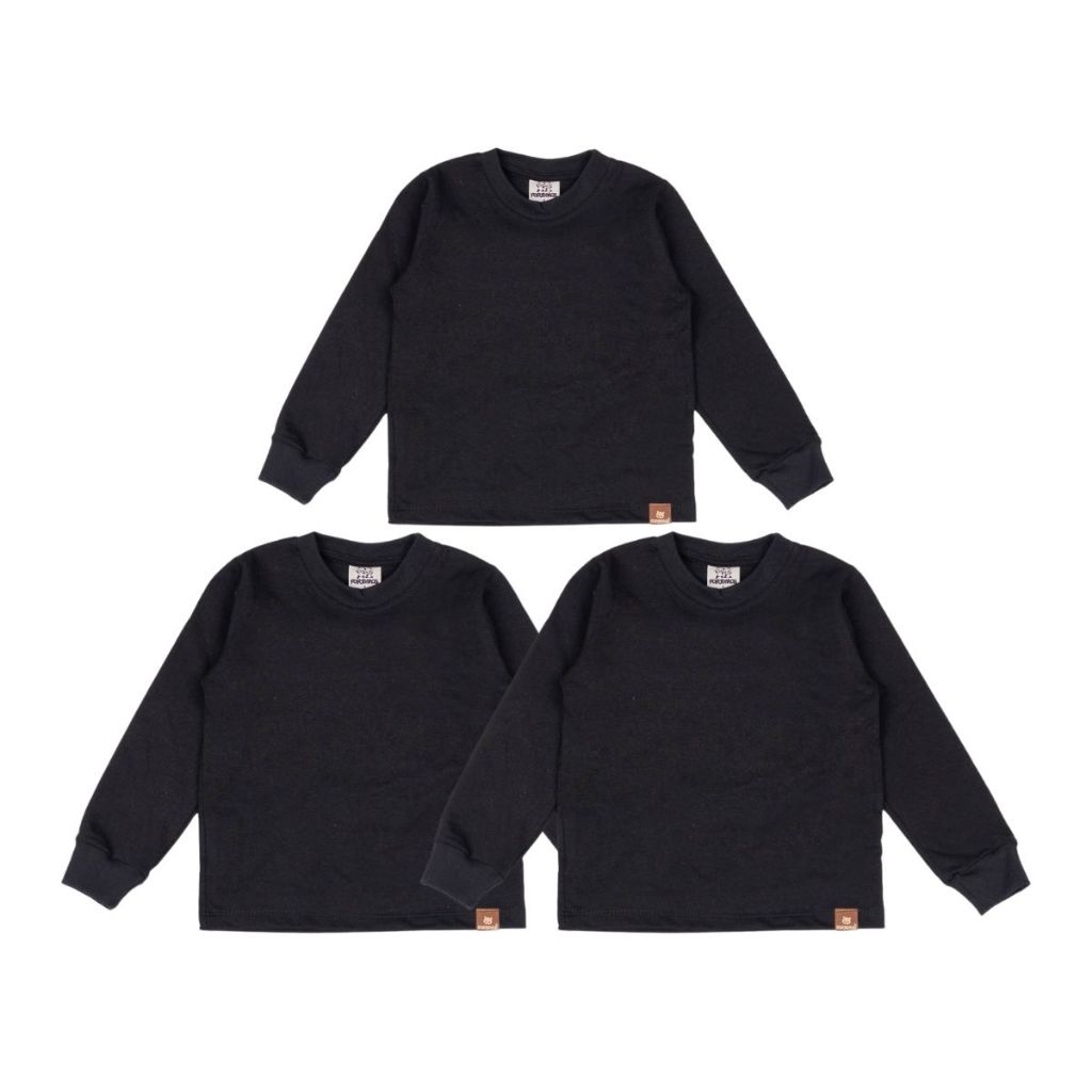 Kit 3 Blusas Básicas Infantil Manga Longa Lisa Menino Menina 100% Algodão Inverno