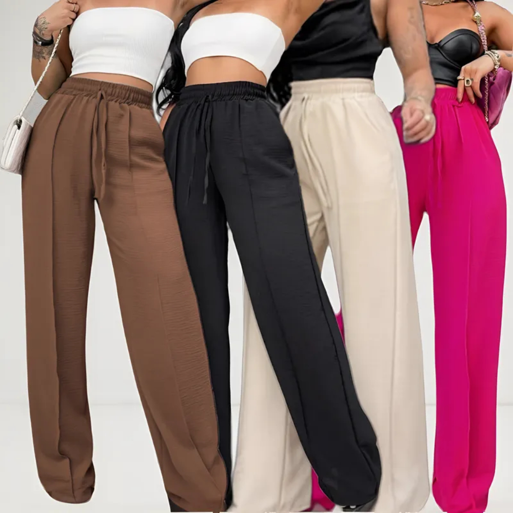 Calça Pantalona Feminina Cintura Alta Bolsos Estilo Conforto Elegância Calça Pantalona Feminina Duna em Oferta na Shopee