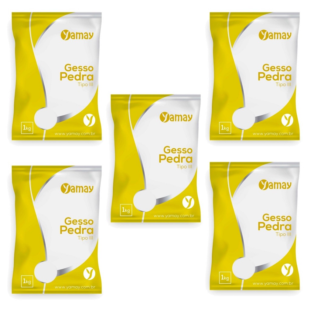 Kit C/ 5 Gesso Pedra Tipo 3 Branco 1 Kg em Oferta na Shopee