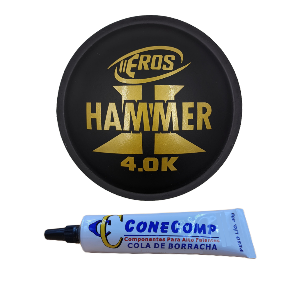 Protetor Calota Eros Hammer 4.0K 135mm Adesivado Para Alto Falante + Cola Borracha Preta 40g