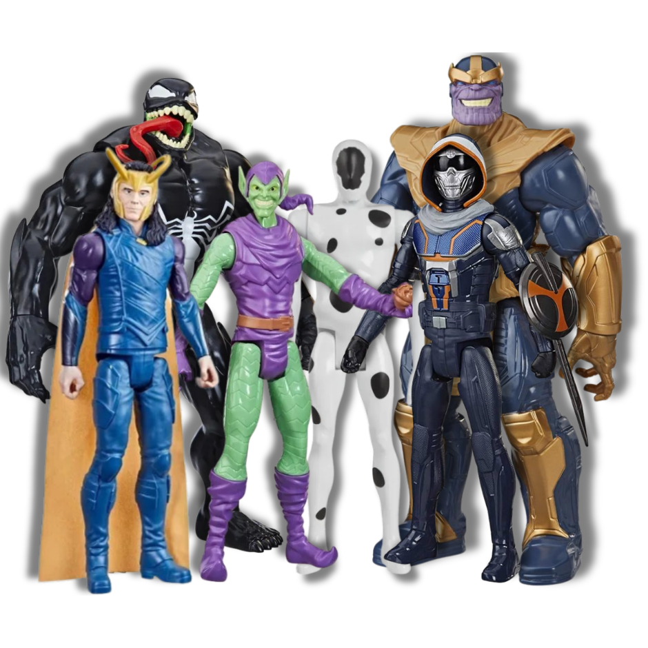 Vilões Lendários da Marvel Bonecos 30cm Titan Hero Series Hasbro –Spot, Venom, Duende Verde, Thanos