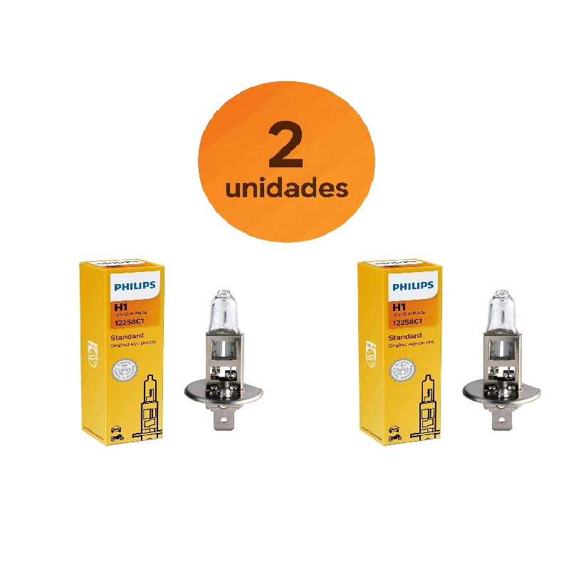 Kit 2 Lâmpadas Farol Baixo/Alto Philips Original H1 55W 12V Standart