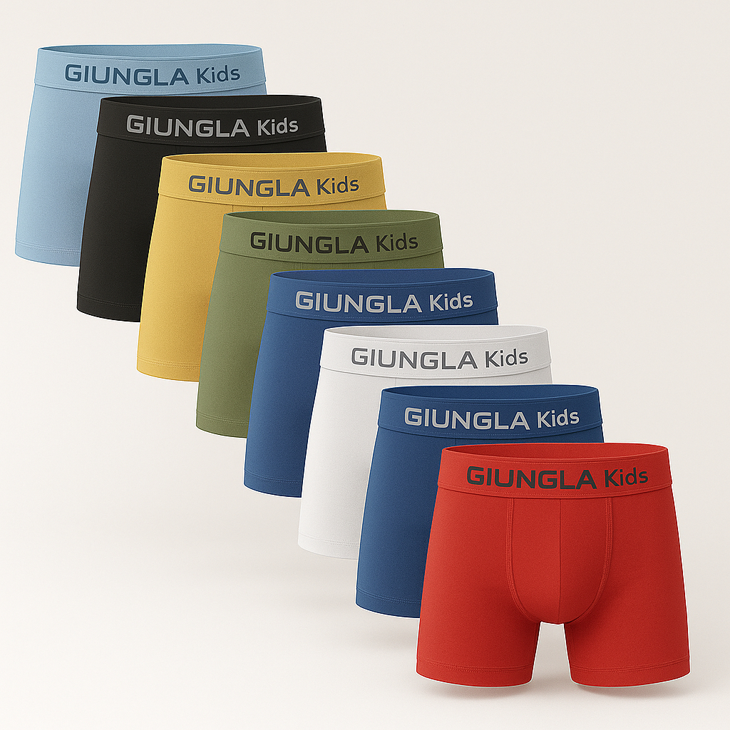Kit 10 Cuecas Infantil Giungla – Boxer Lisa e Estampada em Microfibra