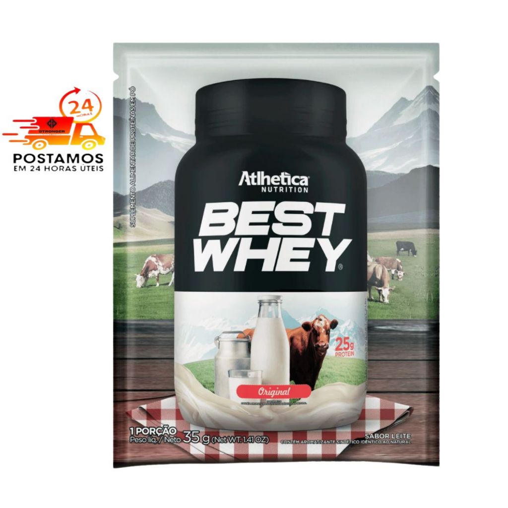 Best Whey Protein 3W Dose Única Gourmet 25g Proteína Atlhetica em Oferta na Shopee
