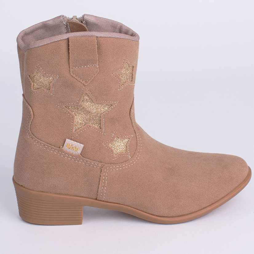 Bota Infantil Menina Kidy Estrelas Dourado Bege Folk Boho Moderno Country Western Confortável em Oferta na Shopee