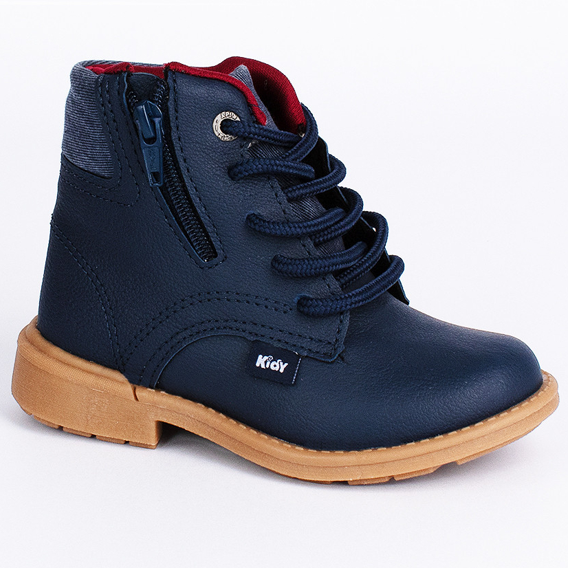 Bota Coturno Infantil Kidy com Zíper Azul Marinho Marrom Botinha Menino Inverno Confortável Leve em Oferta na Shopee