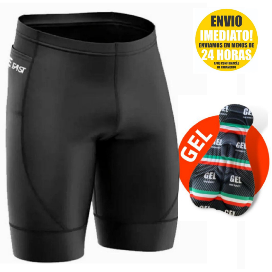 Bermuda Short de Ciclismo Masculina Forro com Gel Alta Densidade Profissional com Bolso