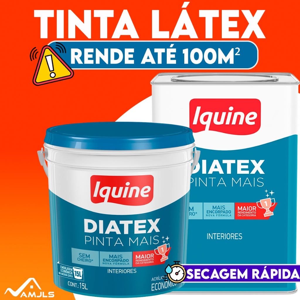 Tinta Látex Rende 100m² Econômica Diatexx Secagem Rápida 18 e 15 L - cores | Parede quarto...