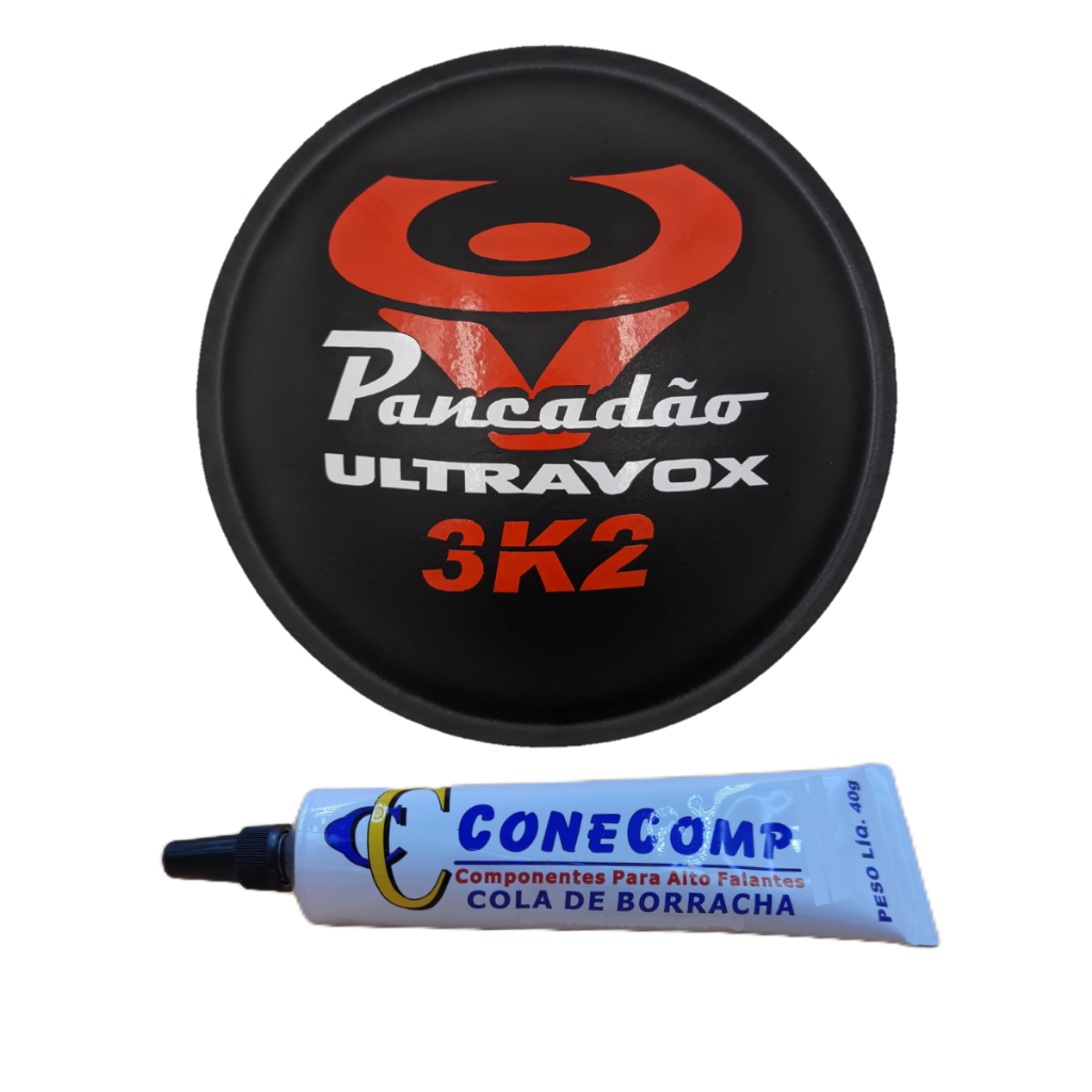 Protetor Calota Ultravox Pancadão 3K2 160mm Adesivado Para Alto Falante + Cola Borracha Preta 40g