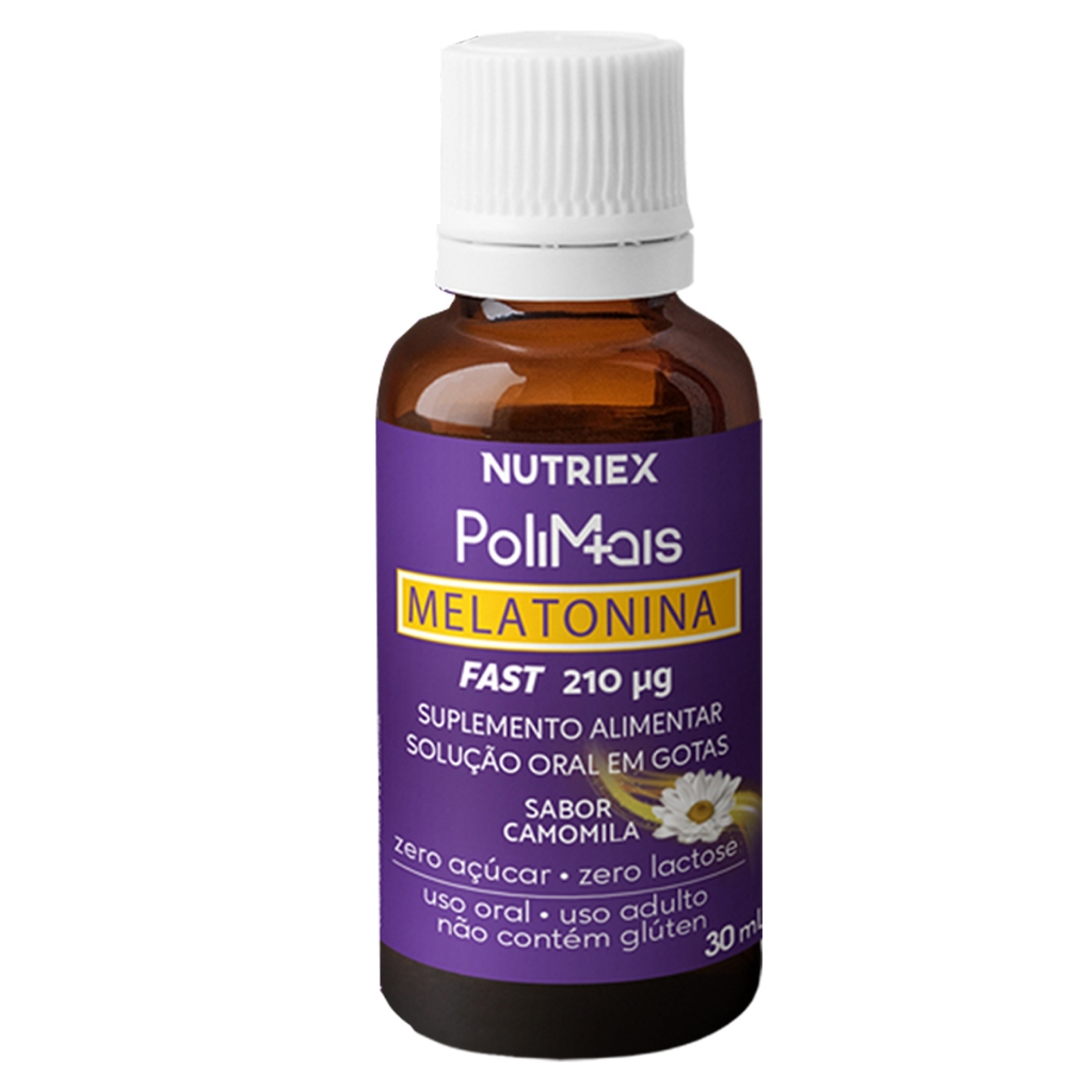 Kit 5 Melatonina Polimais Fast Gotas 30 ml Sabor Camomila 0,21mg