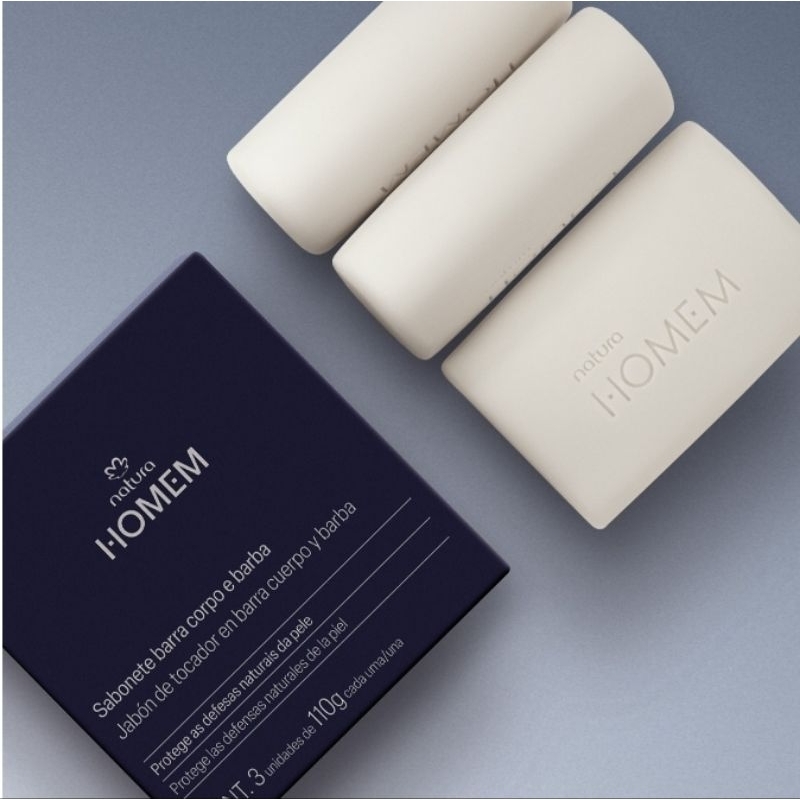 Caixa de Sabonetes em Barra 2 em 1 Corpo e Barba Natura Homem