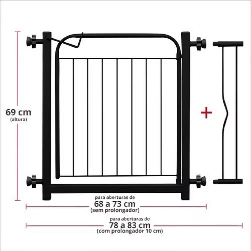 Portão Pet de Segurança com Extensor 10cm Grade para Cães Envio Imediato