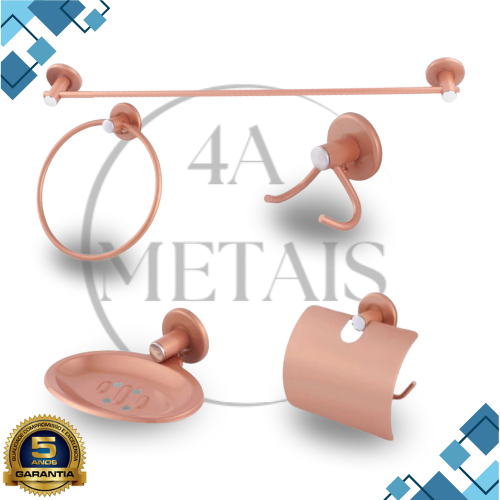 Kit Stander 5 Peças Banheiro Rose Gold luxo em Oferta na Shopee