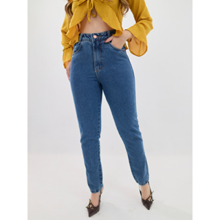 Calça Jeans Mom Feminina Cintura Alta em Oferta na Shopee