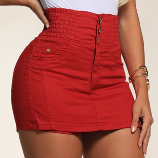 Short Saia Modelador Feminino Cintura Alta Elastano Lycra Vermelho  Versátil Lipo Empina bumbum afina cintura em Oferta na Shopee