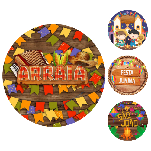 Capa Painel Redondo Festa Junina Arraiá Sublimado C/ Elástico 50×50Cm em Oferta na Shopee