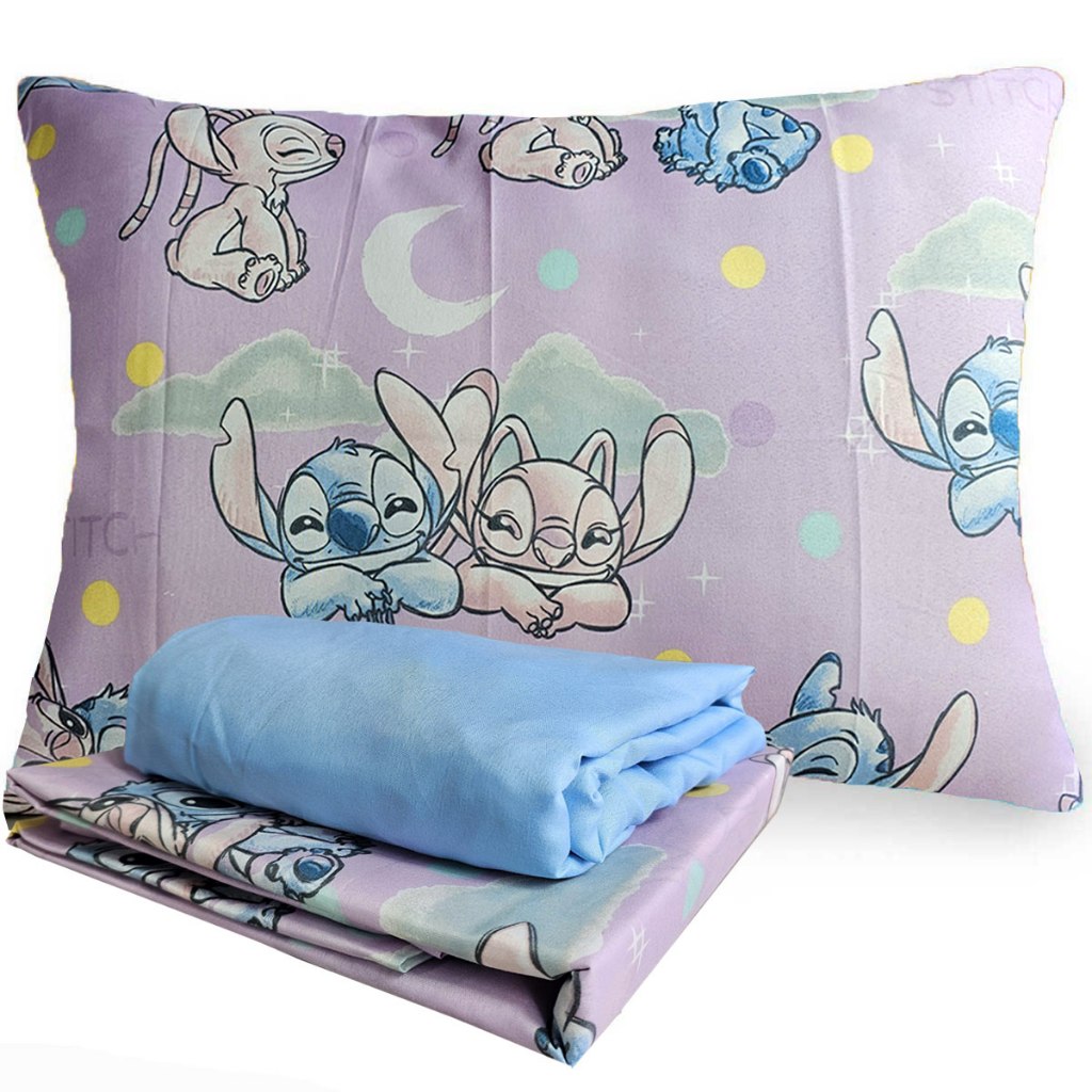 Jogo de Cama Infantil Stitch Angel Rosa Microfibra Solteiro 1,40 x 2,20 Estampado 3 pecas Lepper