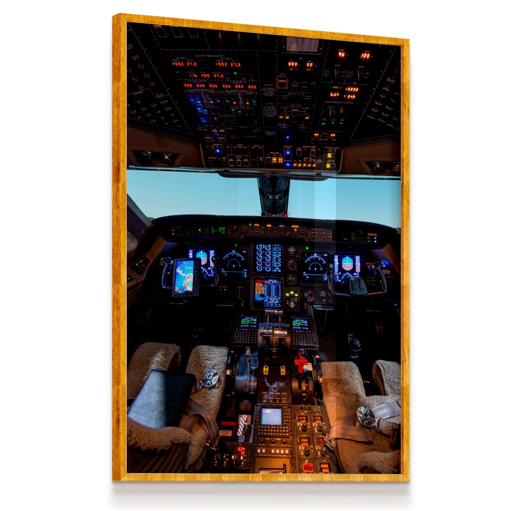 Quadro Decorativo Cockpit Avião Cabine Simulador 33x43 Aviação Escritório Sala