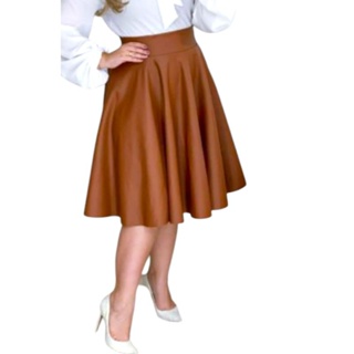 saia de Couro e MALHA Média feminina midi moda evangélica do pp ao G3 e plus size em Oferta na Shopee