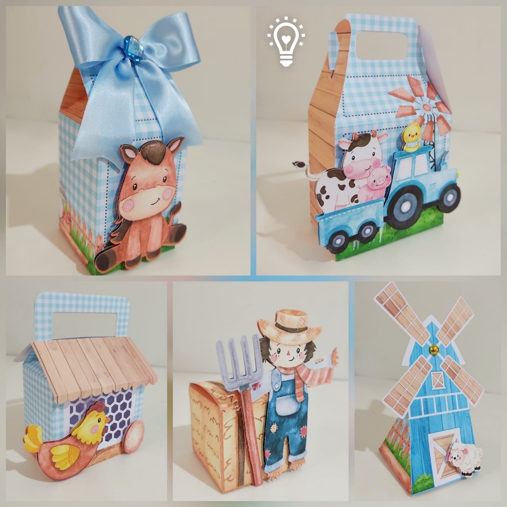 Kit Festa Personalizado Fazendinha Caixinha Personalizada Lembrancinha Personalizada caixa milk