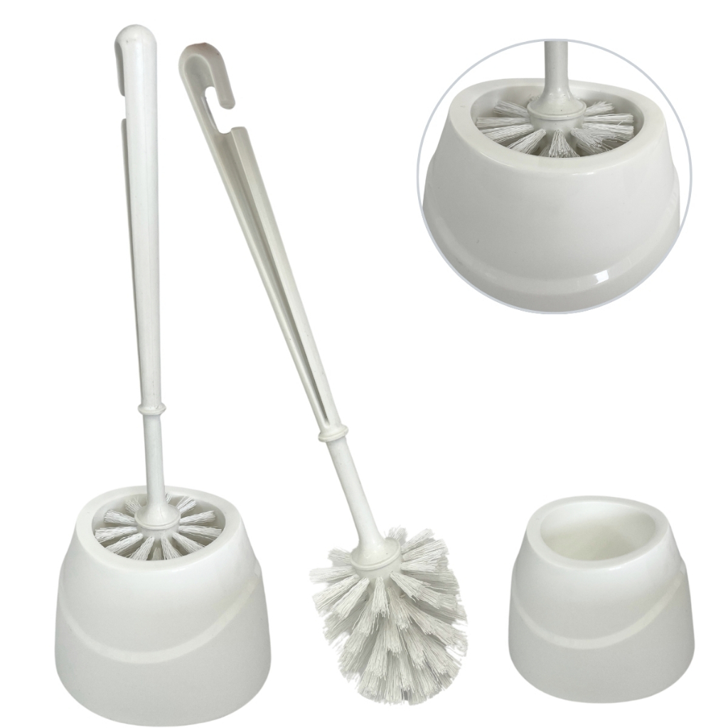 Escovinha de Plástico Branca para Vaso Sanitario com Suporte Escova de Silicone e Desentupidor de Pia