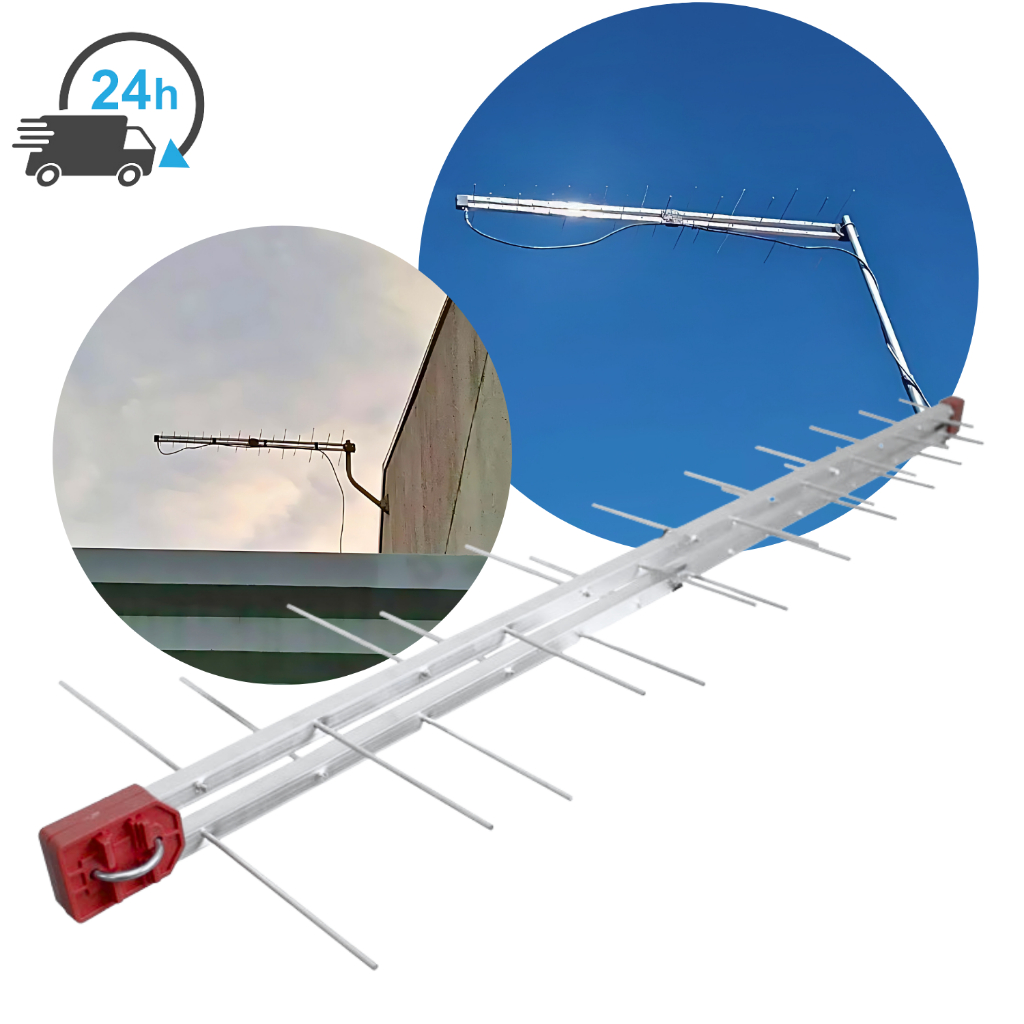 Antena Externa Tv Digital Uhf Log 34 Elementos Full Hdtv 4k Antena Grande