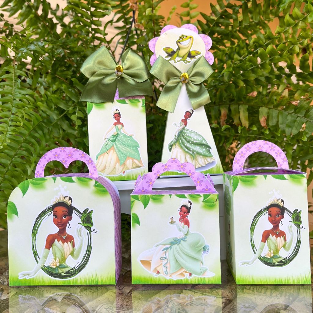 Kit Festa A Princesa e o Sapo Tiana Pegue e Monte Lembrancinha Infantil Personalizada Papelaria