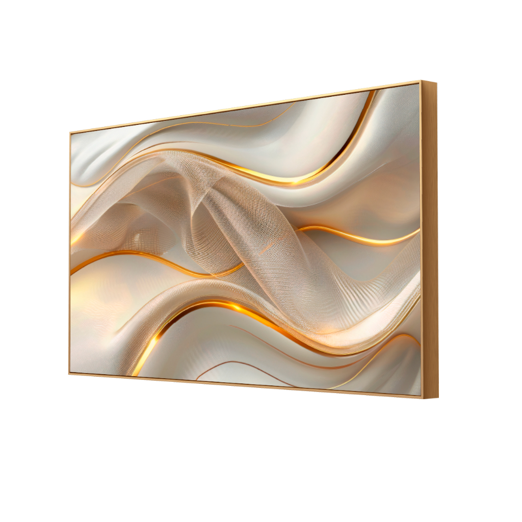 Quadro Decorativo Grande Para Sala Moldura Abstrato Dourado Decoração Parede Luxuoso