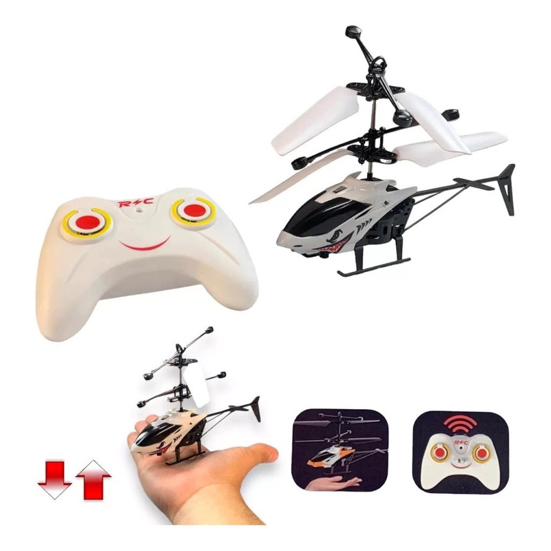Brinquedo Voador Helicóptero com Controle Remoto Sensor Recarregável Mini Drone Avião
