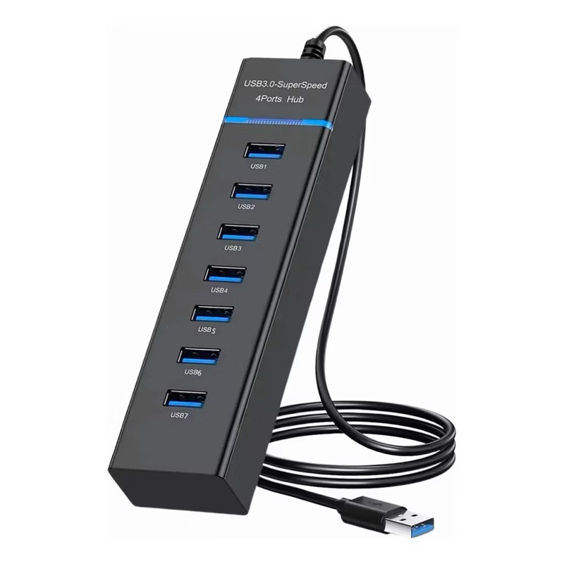 Tira De Extensão De Hub Usb 3.0 7 Portas Com Interruptor Seletor Pc Externo Hd Pendrive
