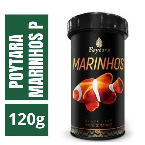 Ração Peixe Marinho Poytara Marinhos Black Line P 120g Tamanho do Grão 1mm Aquários Marinhos